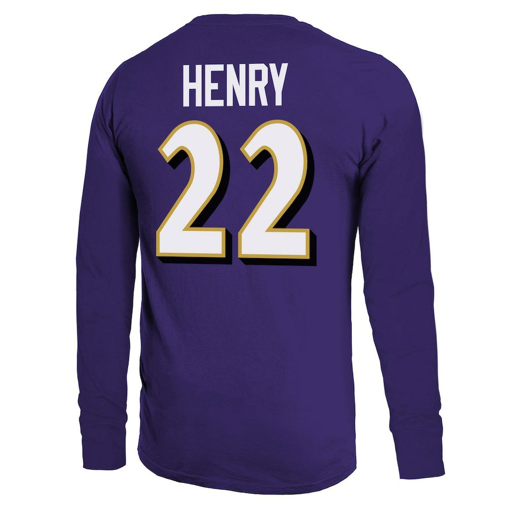 Derrick Henry  Majestic Threads Name & Number Long Sleeve T-Shirt - Baltimore Ravens