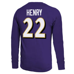 Derrick Henry  Majestic Threads Name & Number Long Sleeve T-Shirt - Baltimore Ravens