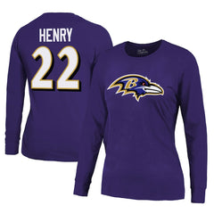 Derrick Henry  Majestic Threads Women's Name & Number Long Sleeve T-Shirt - Baltimore Ravens
