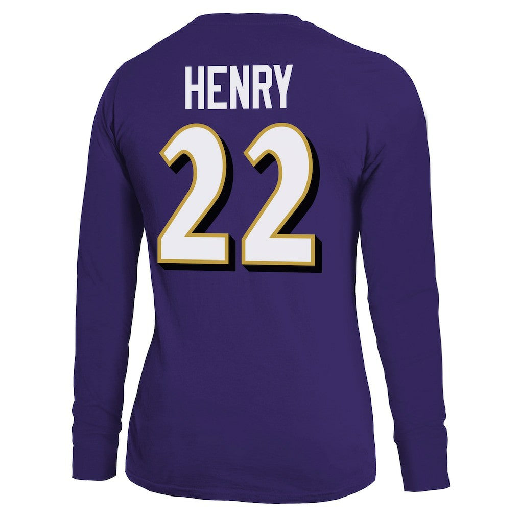 Derrick Henry  Majestic Threads Women's Name & Number Long Sleeve T-Shirt - Baltimore Ravens