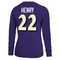Derrick Henry  Majestic Threads Women's Name & Number Long Sleeve T-Shirt - Baltimore Ravens