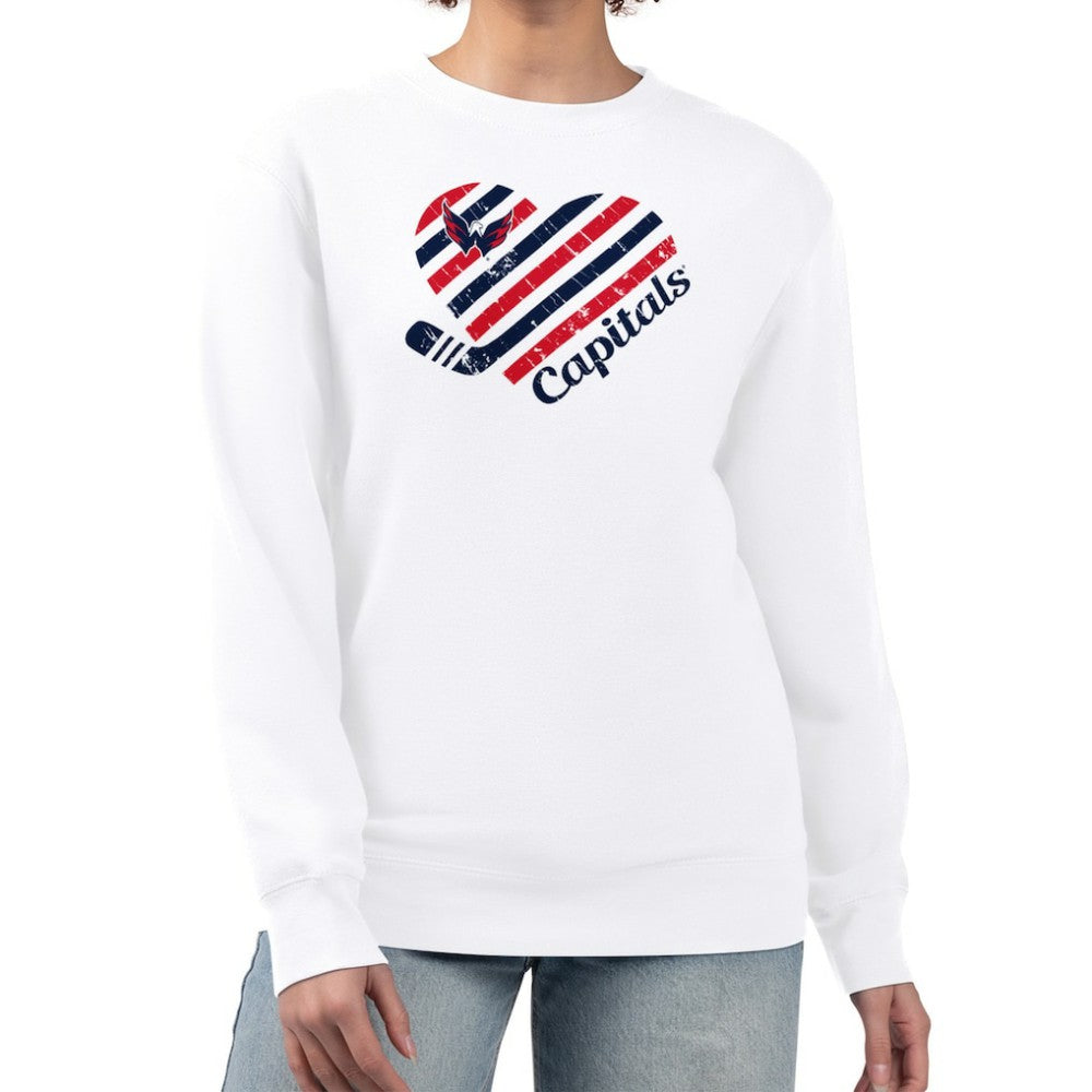 NHL White Washington Capitals G-III 4Her by Carl Banks Women's Heart Graphic Pullover Sweatshirt
