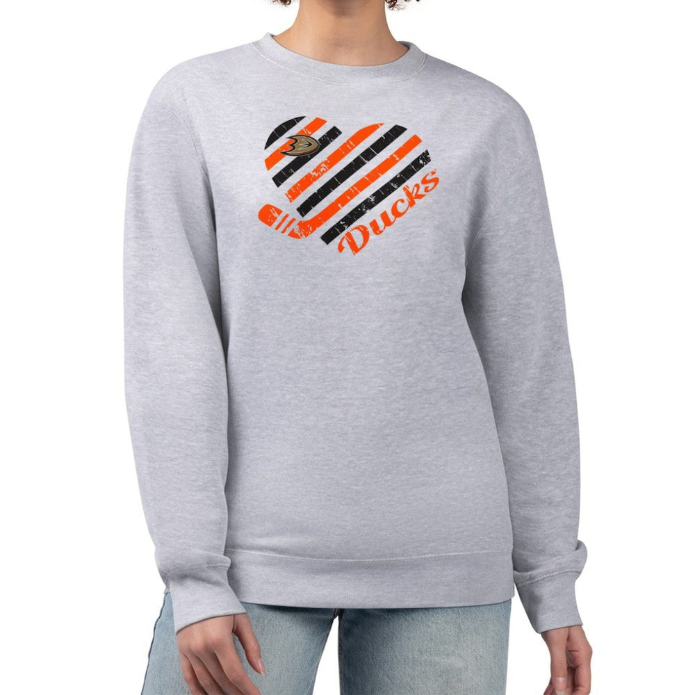 NHL Heather Gray Anaheim Ducks G-III 4Her by Carl Banks Women's Heart Graphic Pullover Sweatshirt