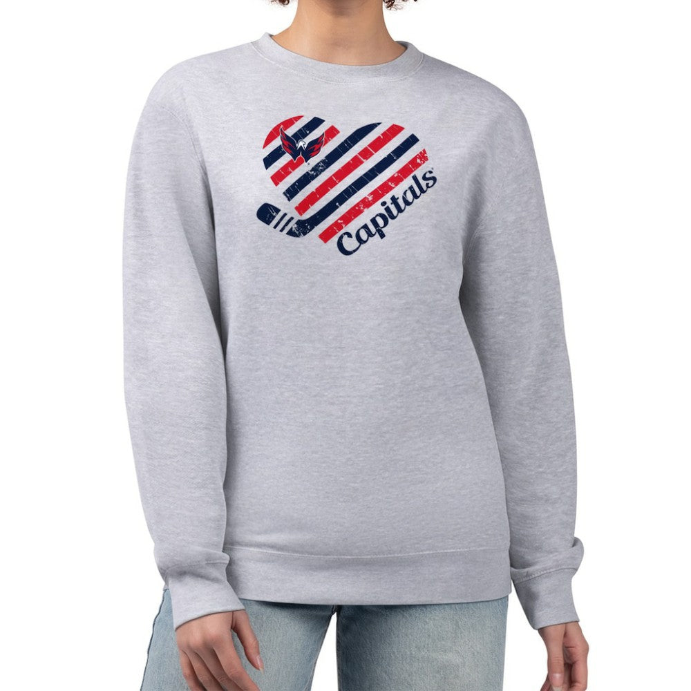 NHL Heather Gray Washington Capitals G-III 4Her by Carl Banks Women's Heart Graphic Pullover Sweatshirt