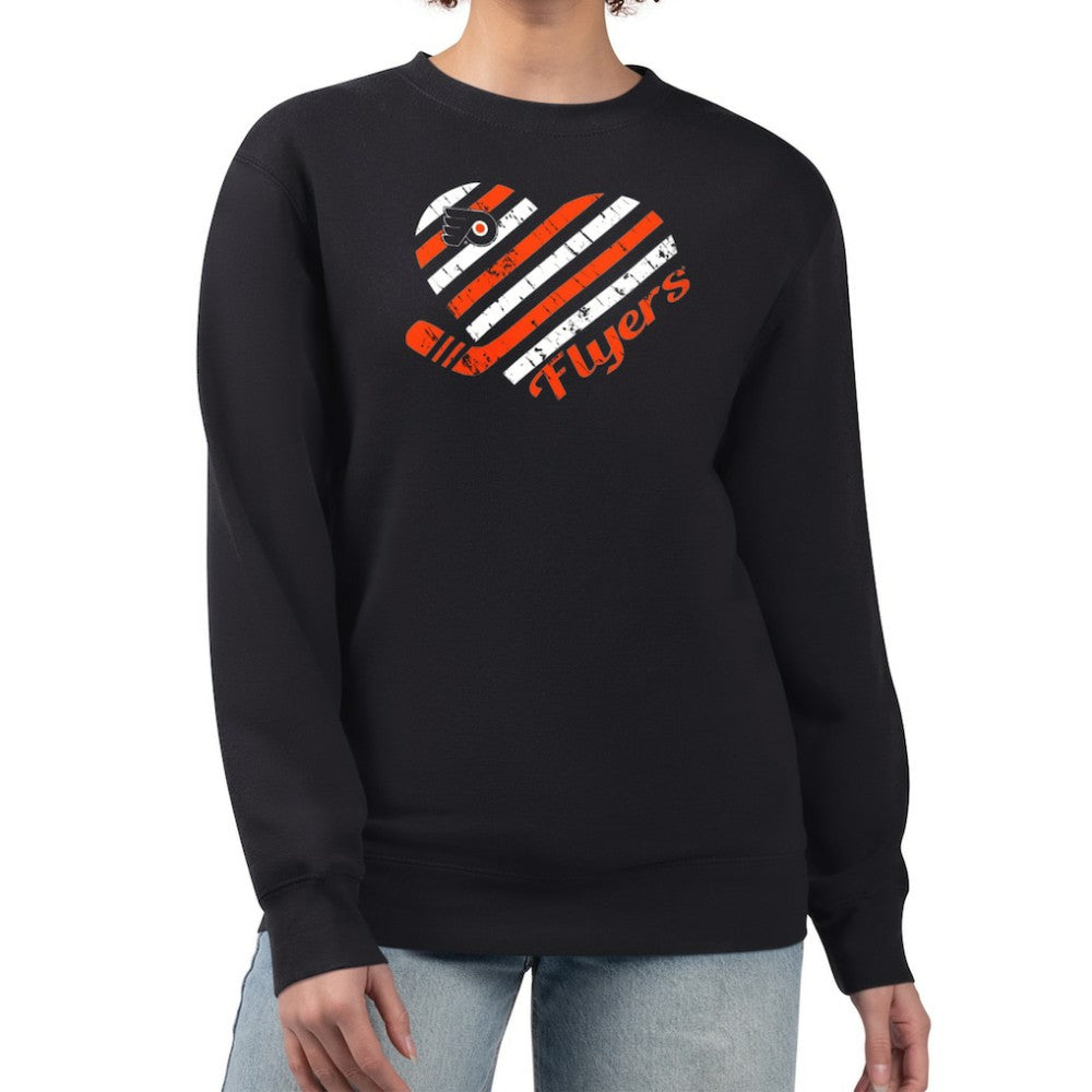 NHL Black Philadelphia Flyers G-III 4Her by Carl Banks Women's Heart Graphic Pullover Sweatshirt