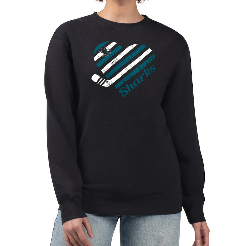 NHL Black San Jose Sharks G-III 4Her by Carl Banks Women's Heart Graphic Pullover Sweatshirt
