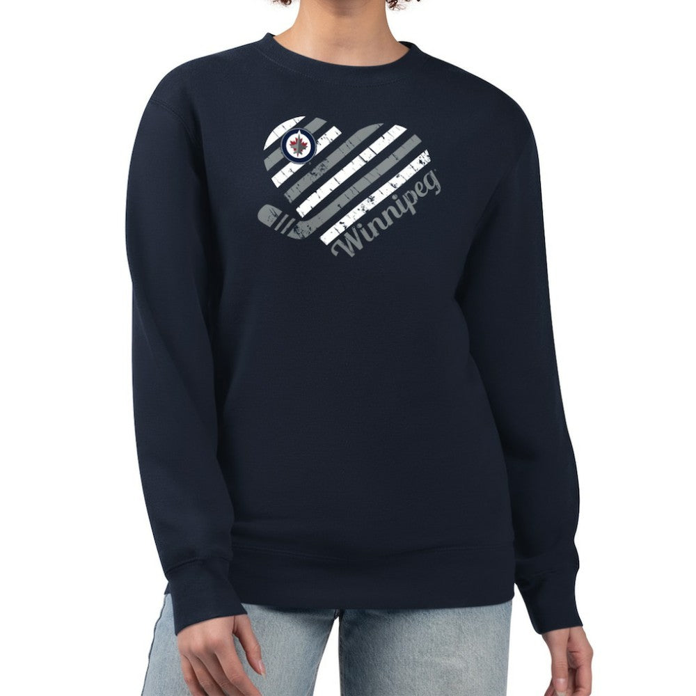 NHL Navy Winnipeg Jets G-III 4Her by Carl Banks Women's Heart Graphic Pullover Sweatshirt