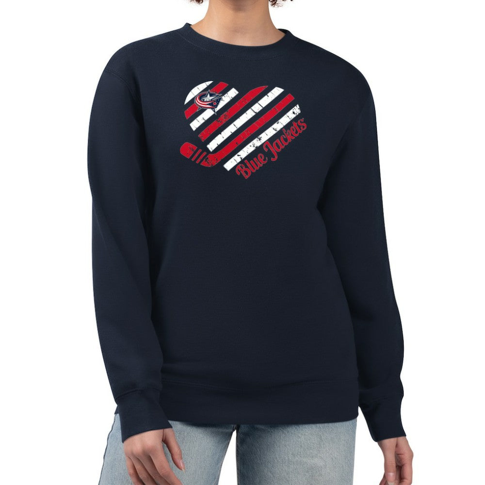 NHL Navy Columbus Blue Jackets G-III 4Her by Carl Banks Women's Heart Graphic Pullover Sweatshirt