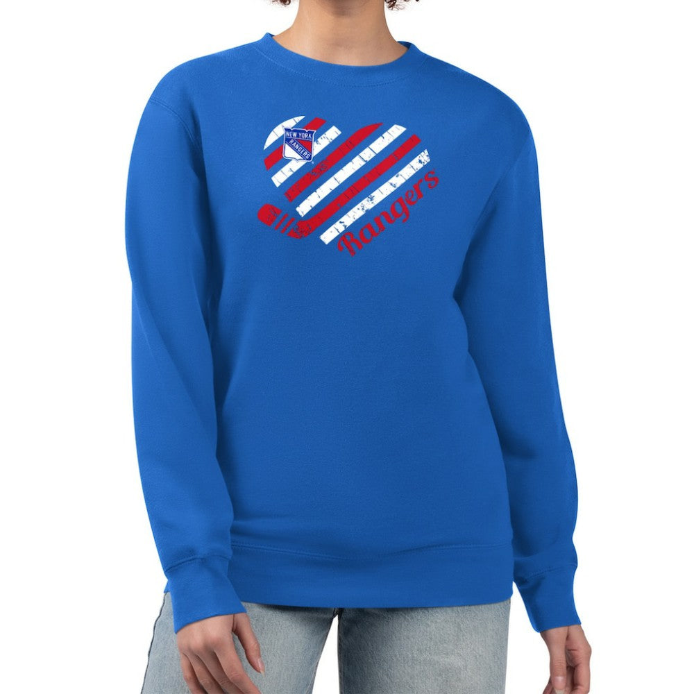 NHL Blue New York Rangers G-III 4Her by Carl Banks Women's Heart Graphic Pullover Sweatshirt