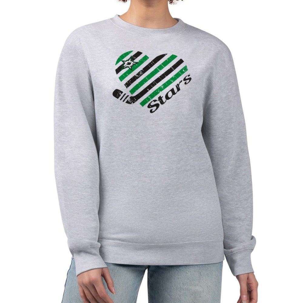 NHL Heather Gray Dallas Stars G-III 4Her by Carl Banks Women's Heart Graphic Pullover Sweatshirt