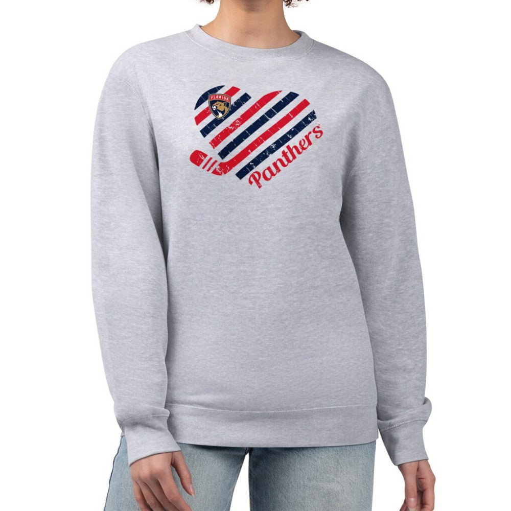 NHL Heather Gray Florida Panthers G-III 4Her by Carl Banks Women's Heart Graphic Pullover Sweatshirt
