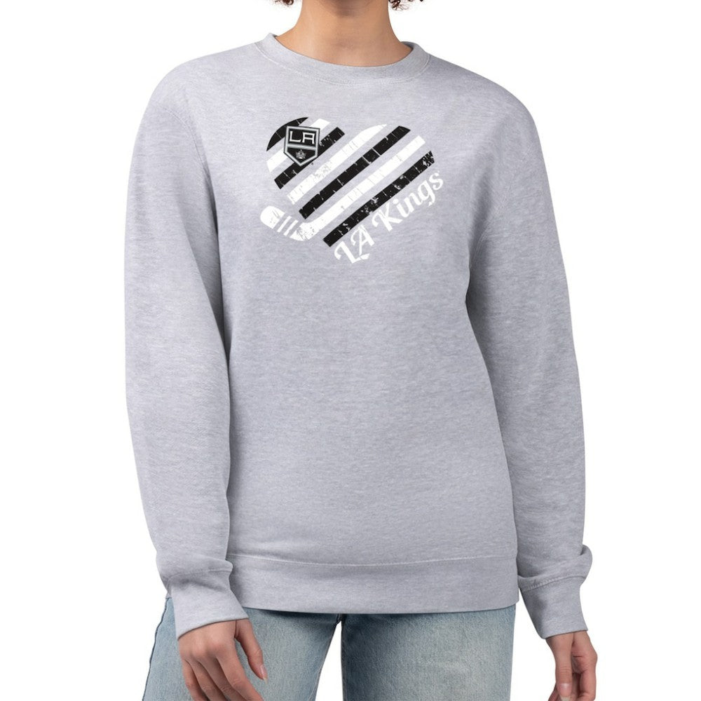 NHL Heather Gray Los Angeles Kings G-III 4Her by Carl Banks Women's Heart Graphic Pullover Sweatshirt