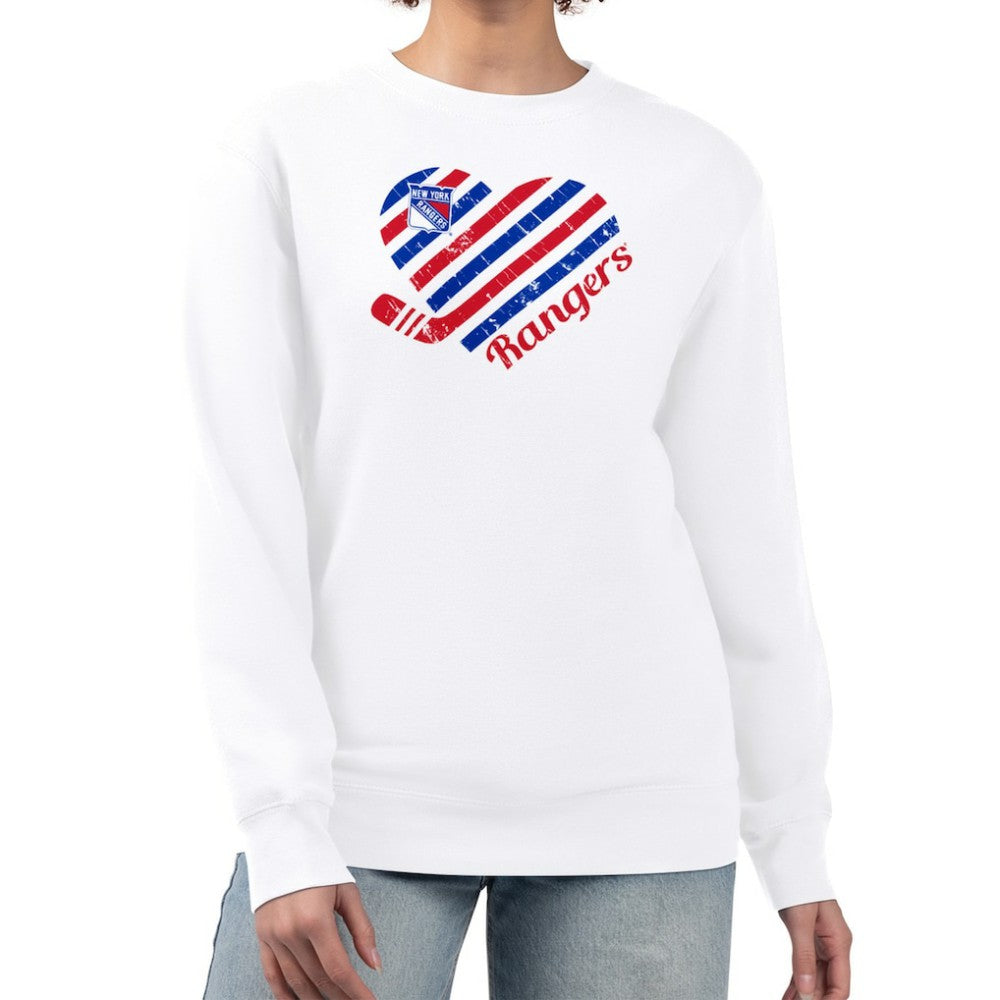 NHL White New York Rangers G-III 4Her by Carl Banks Women's Heart Graphic Pullover Sweatshirt