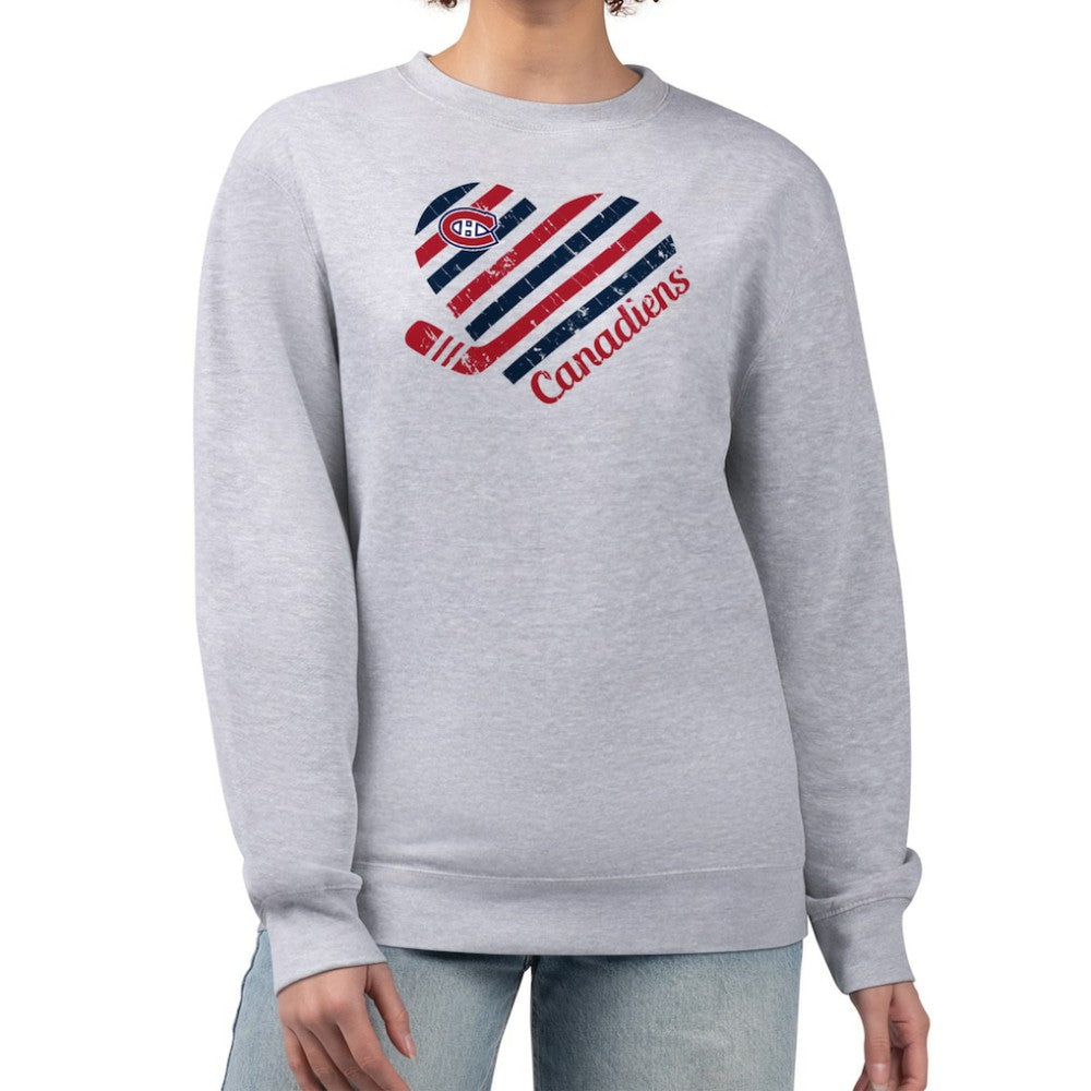 NHL Heather Gray Montreal Canadiens G-III 4Her by Carl Banks Women's Heart Graphic Pullover Sweatshirt