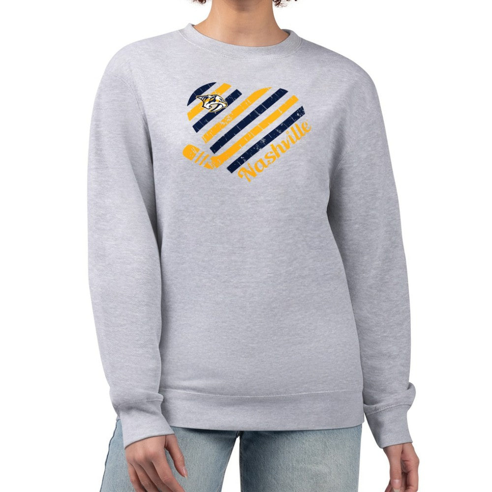 NHL Heather Gray Nashville Predators G-III 4Her by Carl Banks Women's Heart Graphic Pullover Sweatshirt