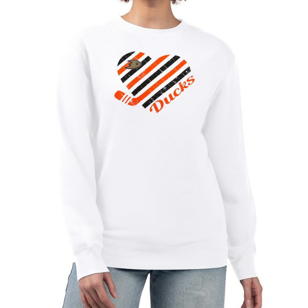 NHL White Anaheim Ducks G-III 4Her by Carl Banks Women's Heart Graphic Pullover Sweatshirt