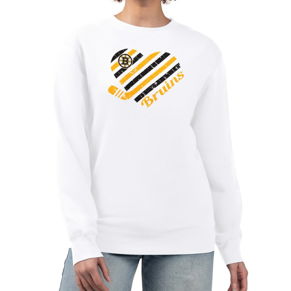 NHL White Boston Bruins G-III 4Her by Carl Banks Women's Heart Graphic Pullover Sweatshirt