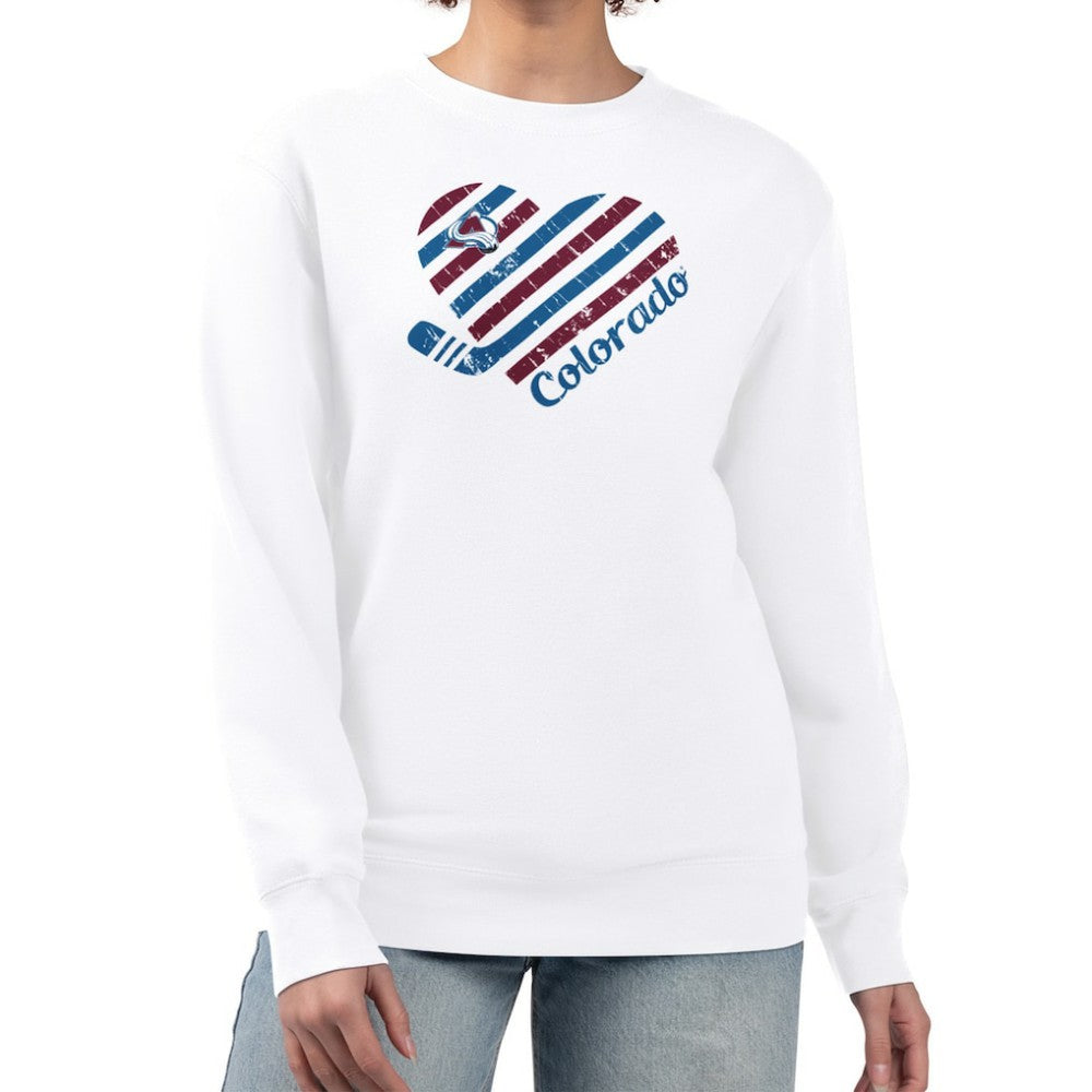NHL White Colorado Avalanche G-III 4Her by Carl Banks Women's Heart Graphic Pullover Sweatshirt