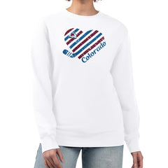 NHL White Colorado Avalanche G-III 4Her by Carl Banks Women's Heart Graphic Pullover Sweatshirt