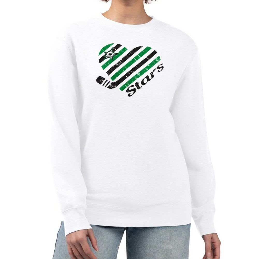 NHL White Dallas Stars G-III 4Her by Carl Banks Women's Heart Graphic Pullover Sweatshirt
