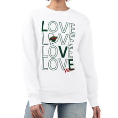 NHL White Minnesota Wild G-III 4Her by Carl Banks Women's Lots Of Love Team Logo Graphic Pullover Sweatshirt
