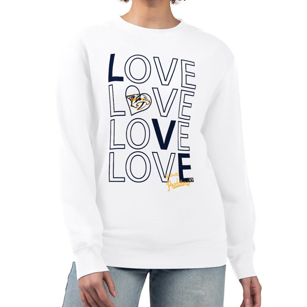NHL White Nashville Predators G-III 4Her by Carl Banks Women's Lots Of Love Team Logo Graphic Pullover Sweatshirt