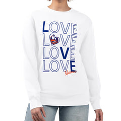 NHL White New York Islanders G-III 4Her by Carl Banks Women's Lots Of Love Team Logo Graphic Pullover Sweatshirt