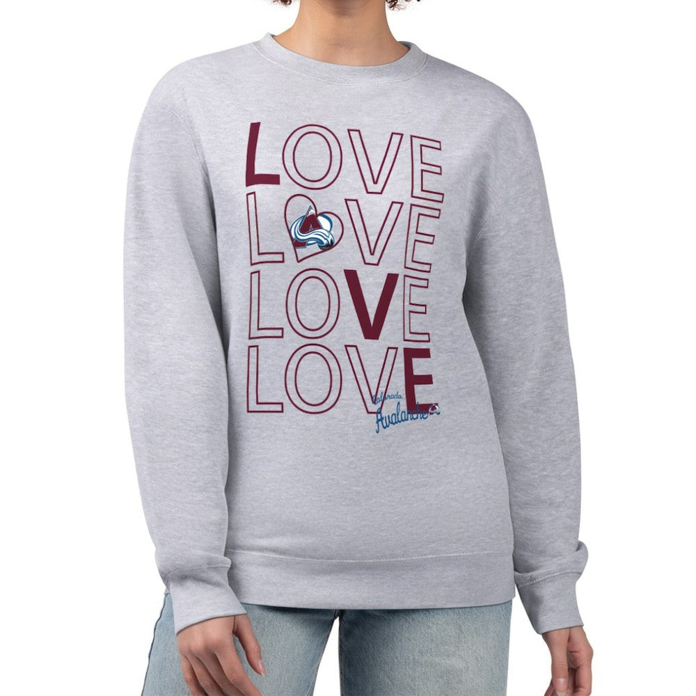 NHL Heather Gray Colorado Avalanche G-III 4Her by Carl Banks Women's Lots Of Love Team Logo Graphic Pullover Sweatshirt