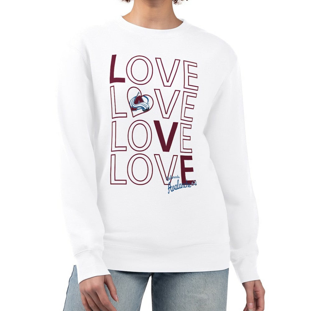 NHL White Colorado Avalanche G-III 4Her by Carl Banks Women's Lots Of Love Team Logo Graphic Pullover Sweatshirt