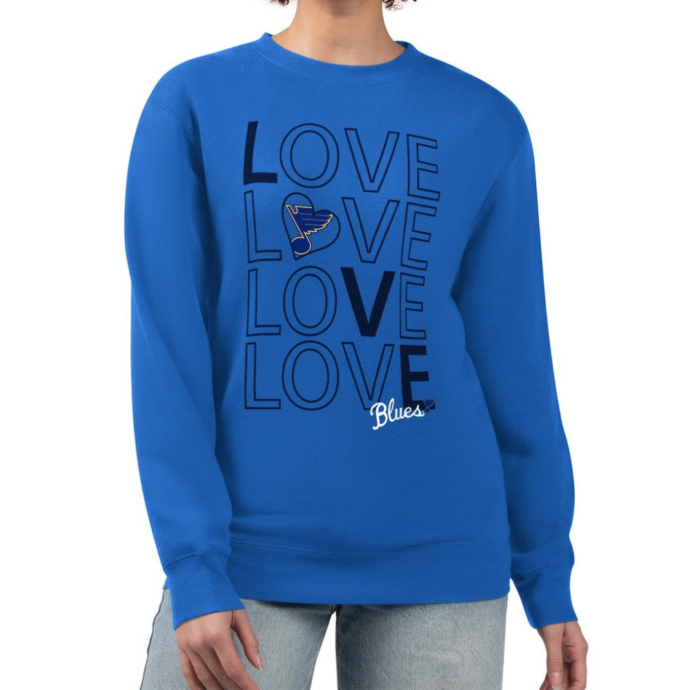NHL Blue St. Louis Blues G-III 4Her by Carl Banks Women's Lots Of Love Team Logo Graphic Pullover Sweatshirt
