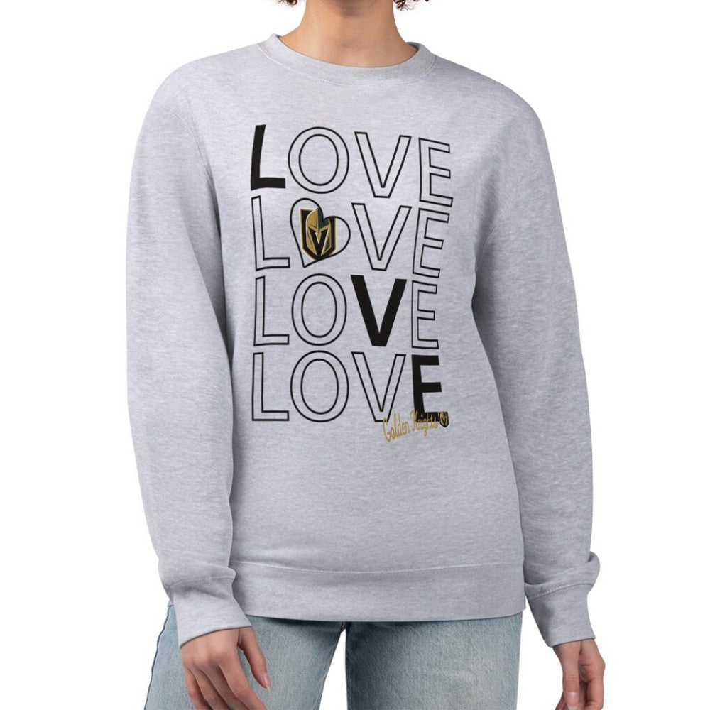 NHL Heather Gray Vegas Golden Knights G-III 4Her by Carl Banks Women's Lots Of Love Team Logo Graphic Pullover Sweatshirt