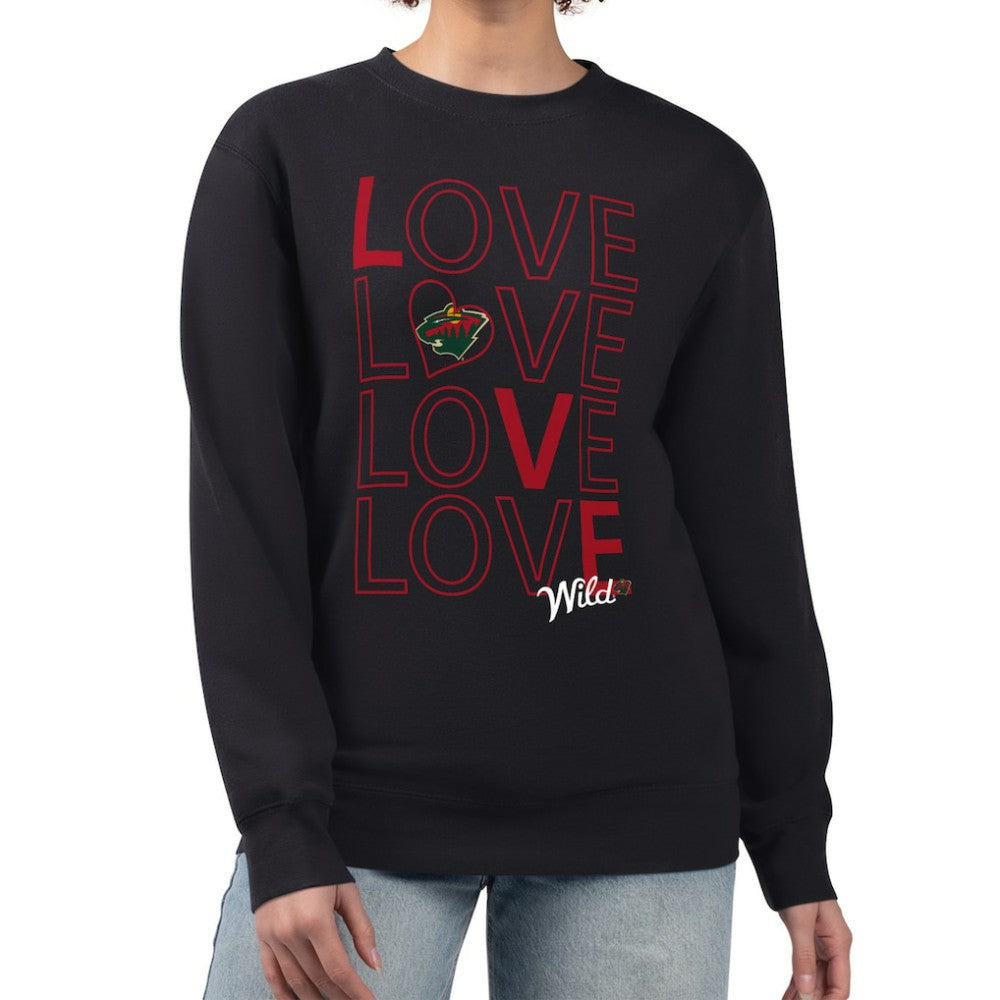 NHL Black Minnesota Wild G-III 4Her by Carl Banks Women's Lots Of Love Team Logo Graphic Pullover Sweatshirt