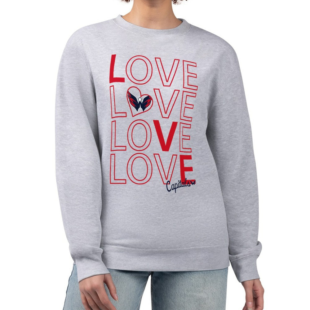 NHL Heather Gray Washington Capitals G-III 4Her by Carl Banks Women's Lots Of Love Team Logo Graphic Pullover Sweatshirt