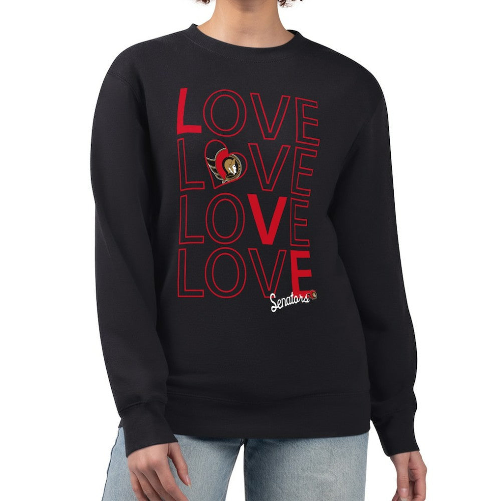 NHL Black Ottawa Senators G-III 4Her by Carl Banks Women's Lots Of Love Team Logo Graphic Pullover Sweatshirt