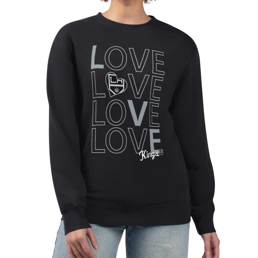 NHL Black Los Angeles Kings G-III 4Her by Carl Banks Women's Lots Of Love Team Logo Graphic Pullover Sweatshirt