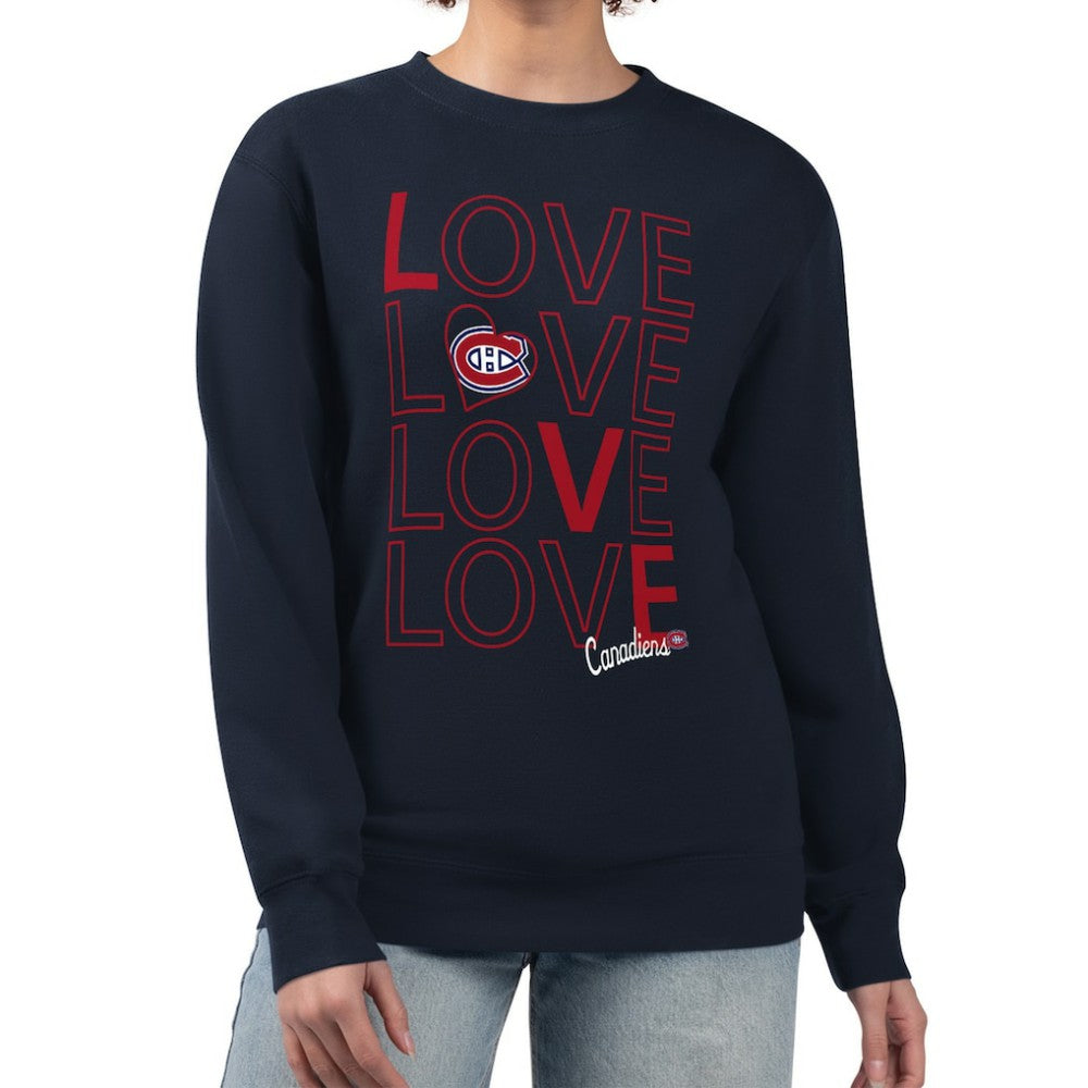 NHL Navy Montreal Canadiens G-III 4Her by Carl Banks Women's Lots Of Love Team Logo Graphic Pullover Sweatshirt