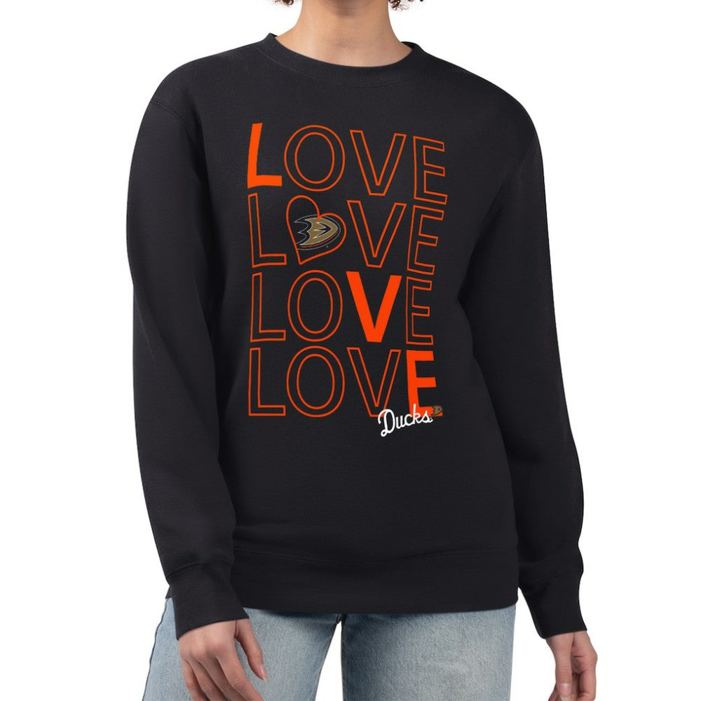 NHL Black Anaheim Ducks G-III 4Her by Carl Banks Women's Lots Of Love Team Logo Graphic Pullover Sweatshirt