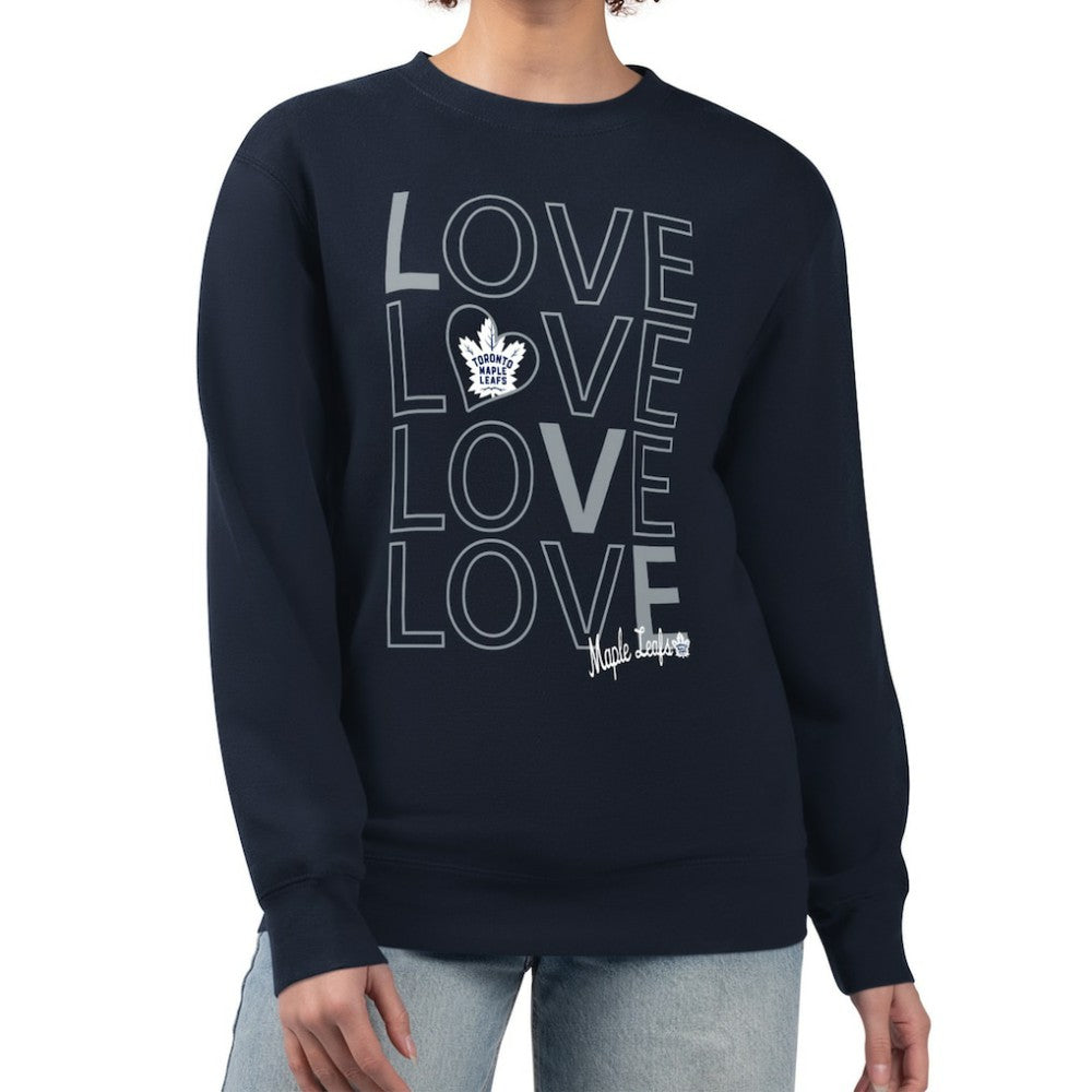 NHL Navy Toronto Maple Leafs G-III 4Her by Carl Banks Women's Lots Of Love Team Logo Graphic Pullover Sweatshirt