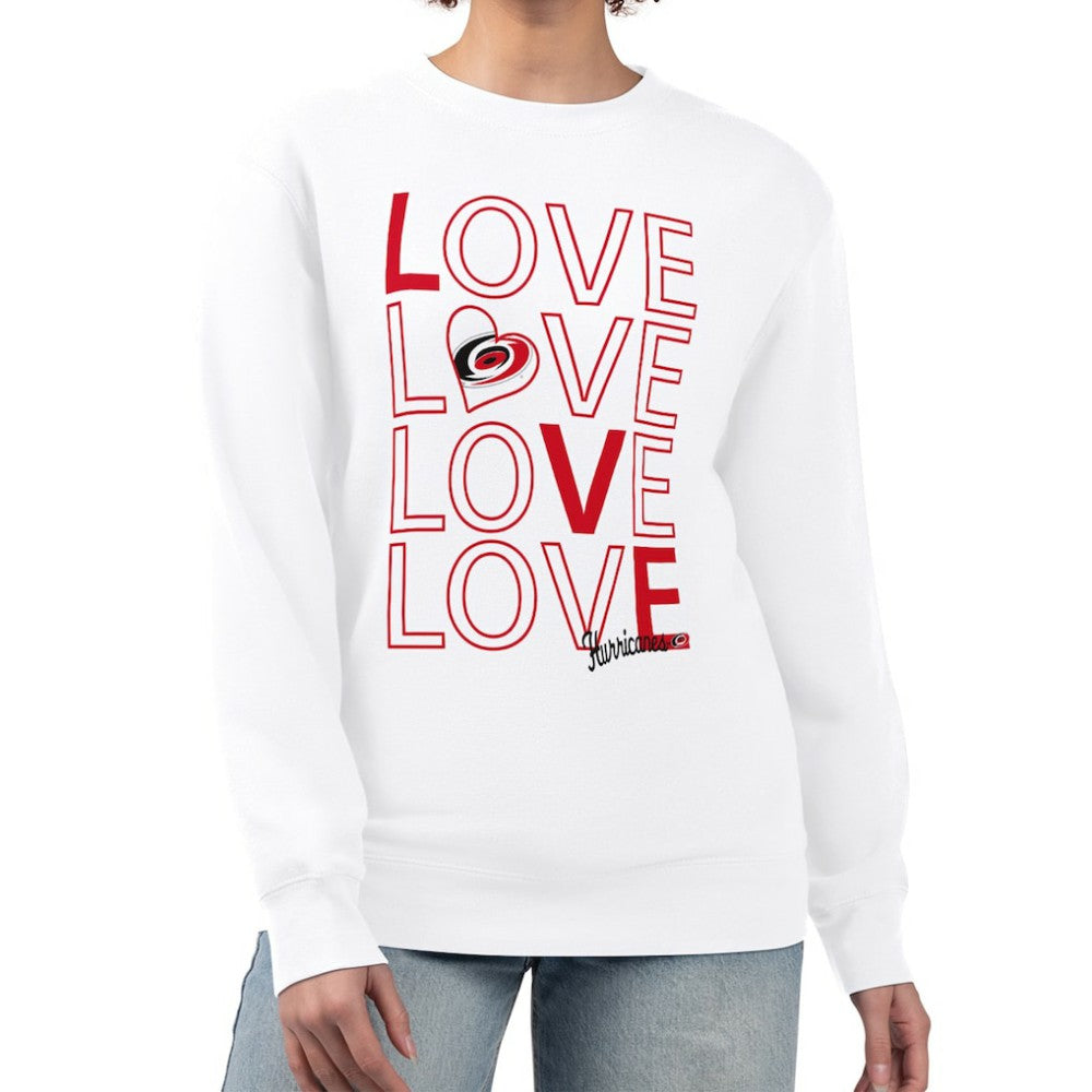 NHL White Carolina Hurricanes G-III 4Her by Carl Banks Women's Lots Of Love Team Logo Graphic Pullover Sweatshirt