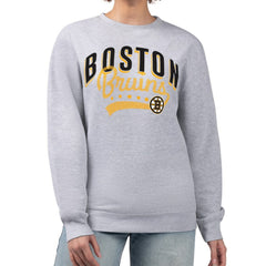 NHL Heather Gray Boston Bruins G-III 4Her by Carl Banks Women's Filigree Team Graphic Fleece Pullover Sweatshirt