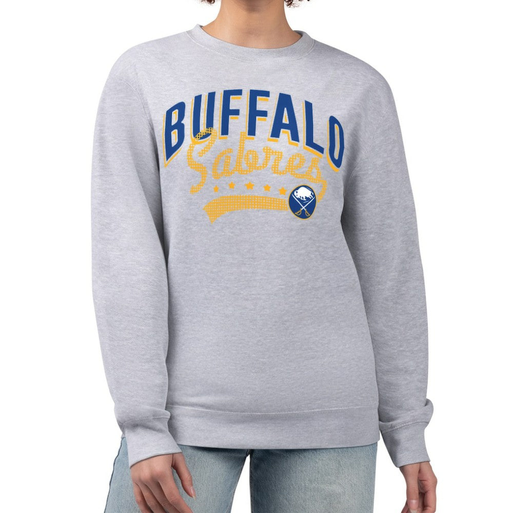 NHL Heather Gray Buffalo Sabres G-III 4Her by Carl Banks Women's Filigree Team Graphic Fleece Pullover Sweatshirt