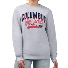 NHL Heather Gray Columbus Blue Jackets G-III 4Her by Carl Banks Women's Filigree Team Graphic Fleece Pullover Sweatshirt