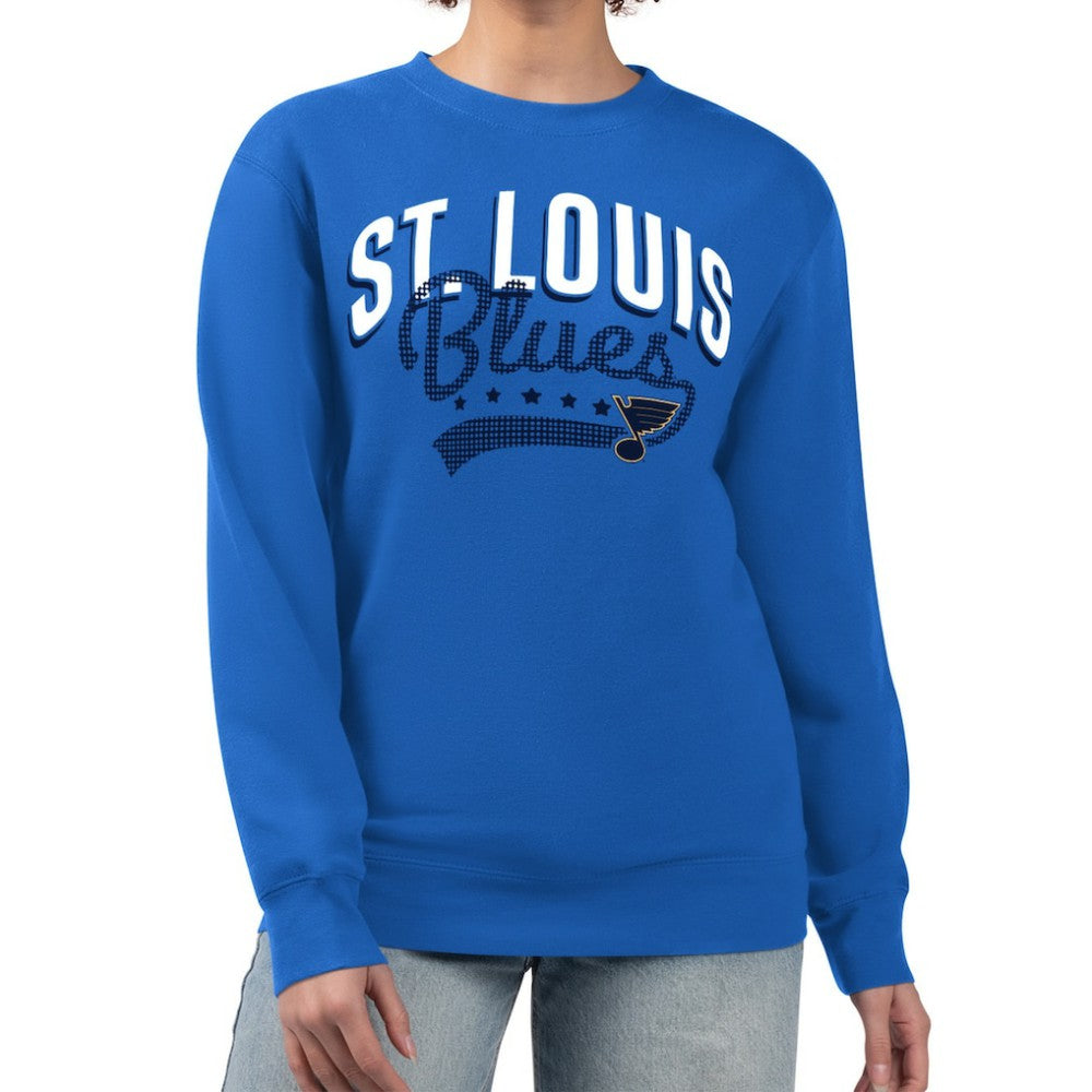 NHL Blue St. Louis Blues G-III 4Her by Carl Banks Women's Filigree Team Graphic Fleece Pullover Sweatshirt