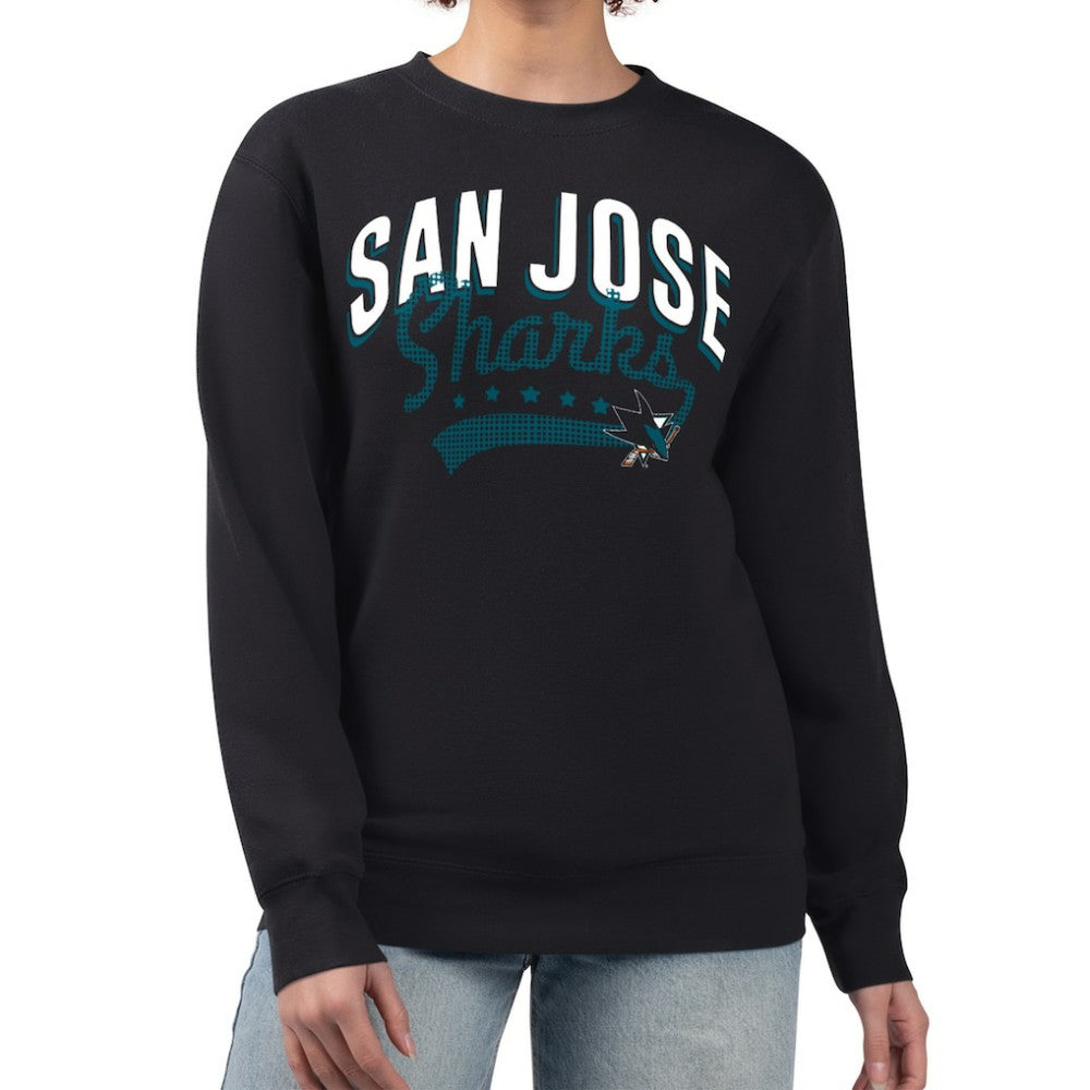 NHL Black San Jose Sharks G-III 4Her by Carl Banks Women's Filigree Team Graphic Fleece Pullover Sweatshirt