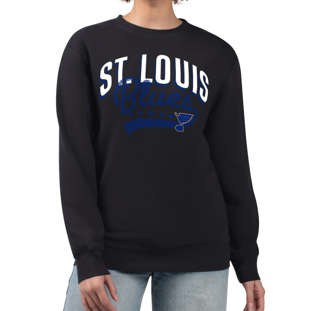NHL Black St. Louis Blues G-III 4Her by Carl Banks Women's Filigree Team Graphic Fleece Pullover Sweatshirt