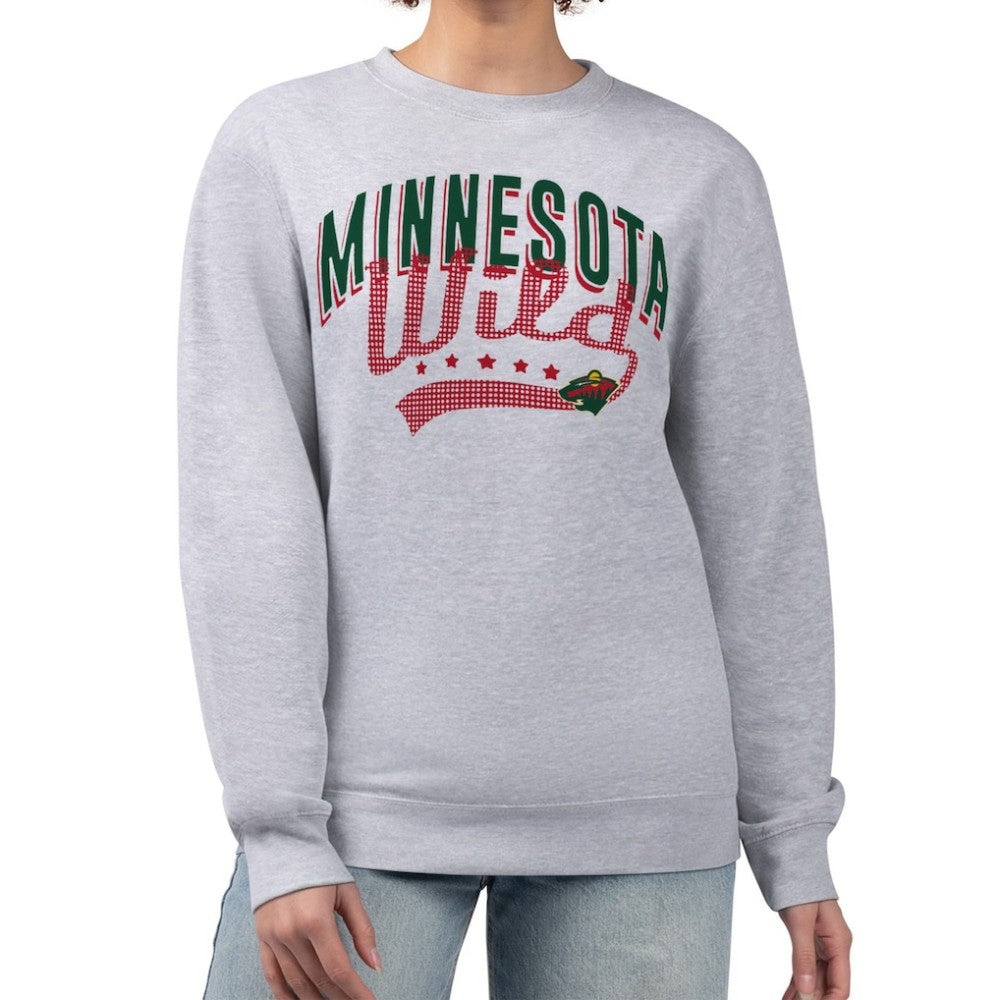 NHL Heather Gray Minnesota Wild G-III 4Her by Carl Banks Women's Filigree Team Graphic Fleece Pullover Sweatshirt