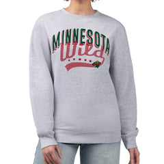 NHL Heather Gray Minnesota Wild G-III 4Her by Carl Banks Women's Filigree Team Graphic Fleece Pullover Sweatshirt