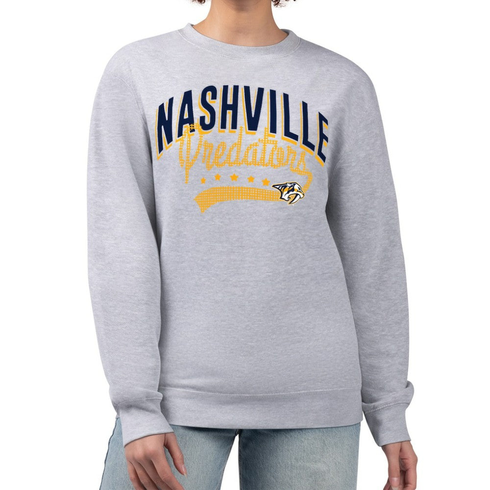 NHL Heather Gray Nashville Predators G-III 4Her by Carl Banks Women's Filigree Team Graphic Fleece Pullover Sweatshirt