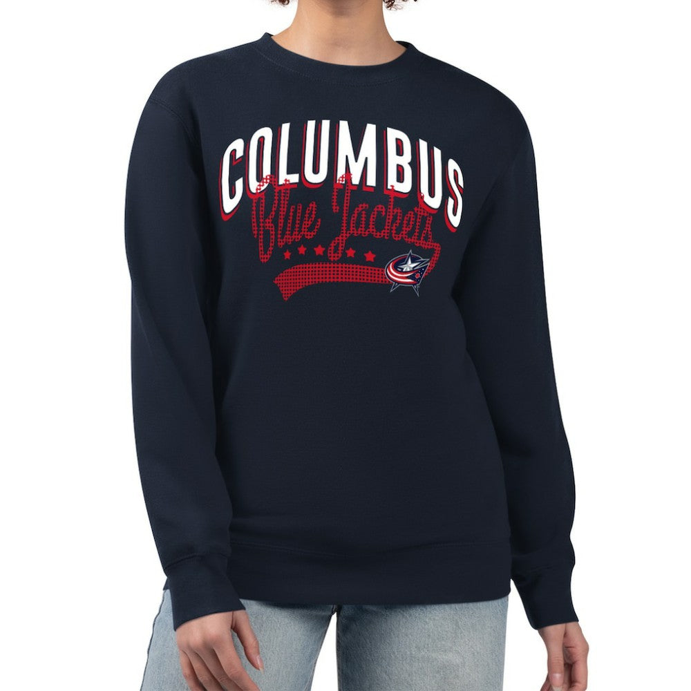 NHL Navy Columbus Blue Jackets G-III 4Her by Carl Banks Women's Filigree Team Graphic Fleece Pullover Sweatshirt