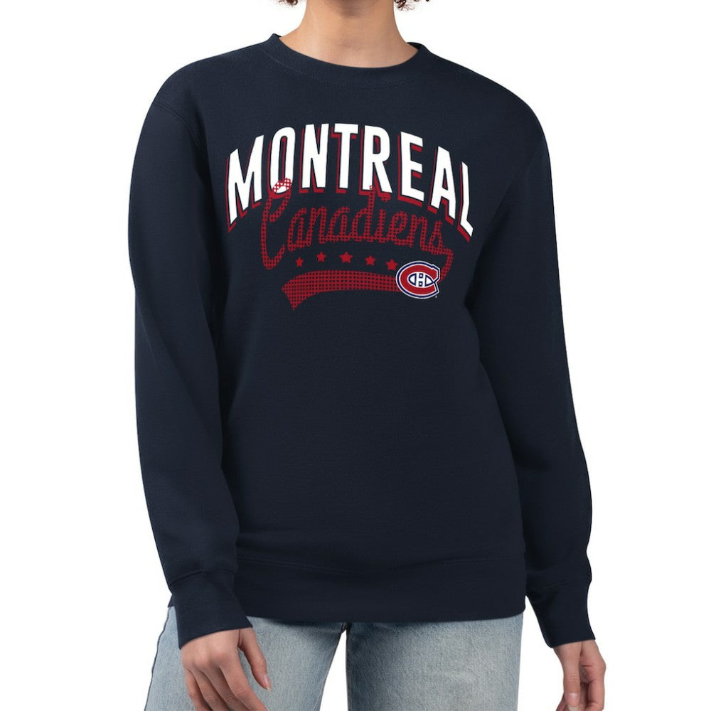 NHL Navy Montreal Canadiens G-III 4Her by Carl Banks Women's Filigree Team Graphic Fleece Pullover Sweatshirt